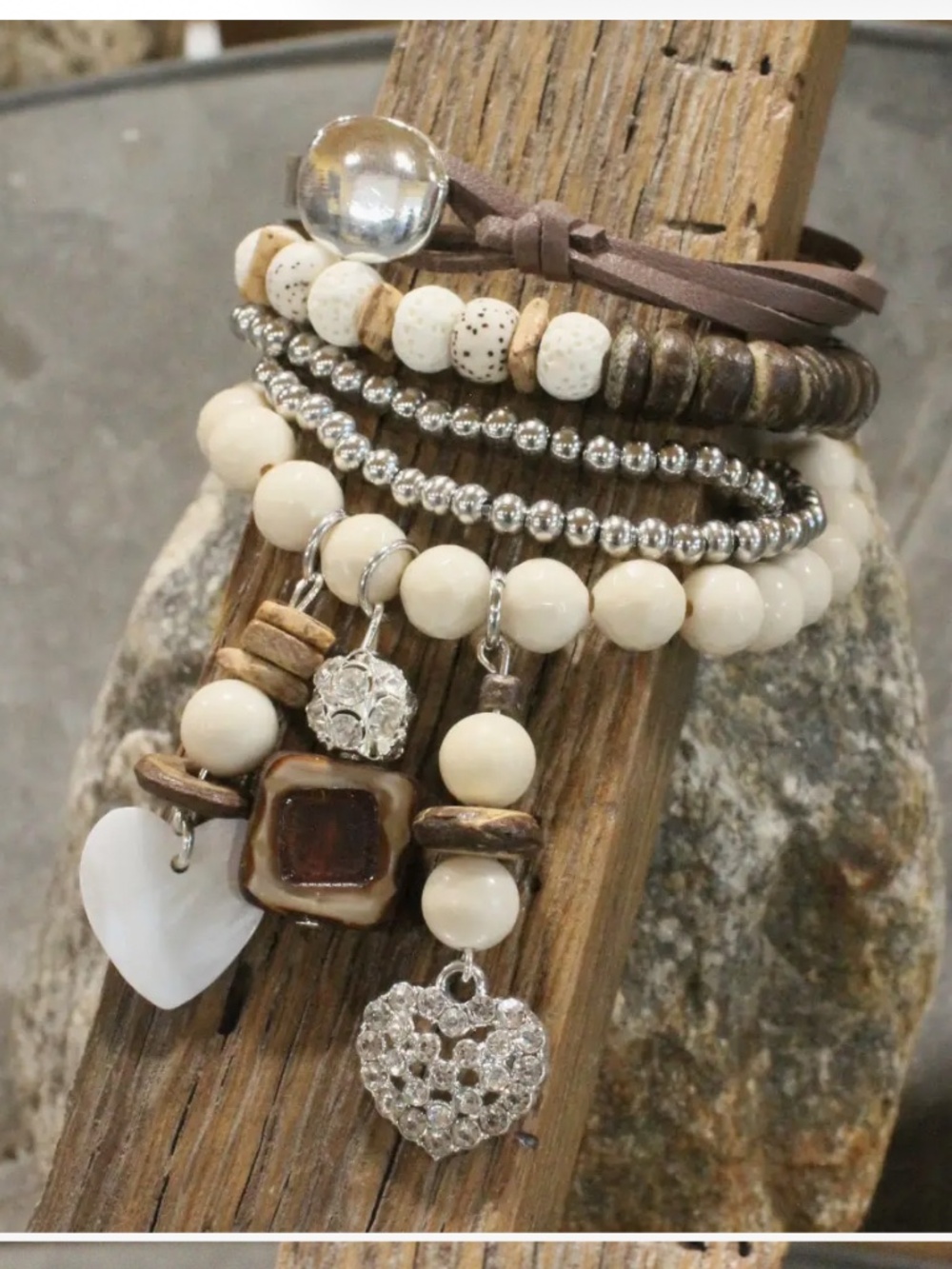 BOHO Shades of Earth Heart Charm'd Bracelet Set
